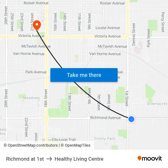 Richmond at 1st to Healthy Living Centre map