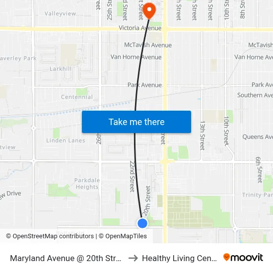 Maryland Avenue @ 20th Street to Healthy Living Centre map