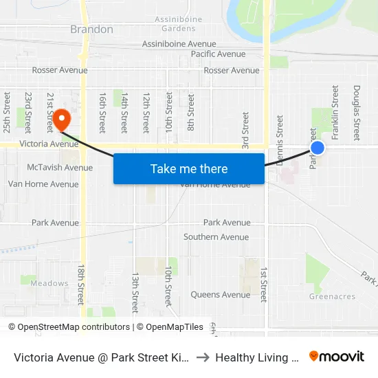 Victoria Avenue @ Park Street King George to Healthy Living Centre map