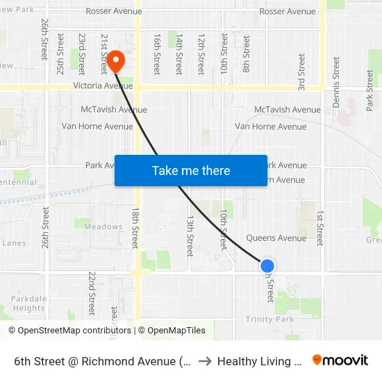 6th Street @ Richmond Avenue (East Side) to Healthy Living Centre map