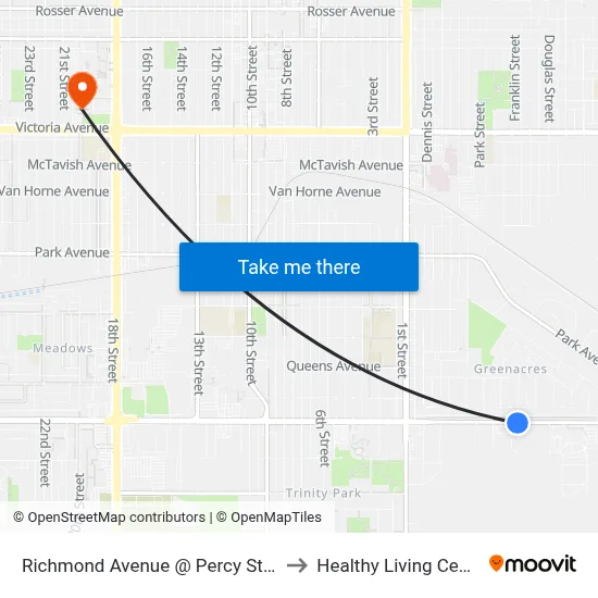 Richmond Avenue @ Percy Street to Healthy Living Centre map