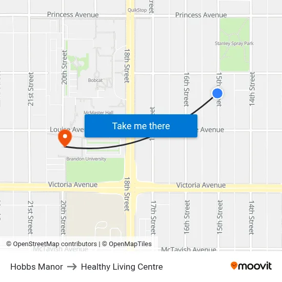 Hobbs Manor to Healthy Living Centre map