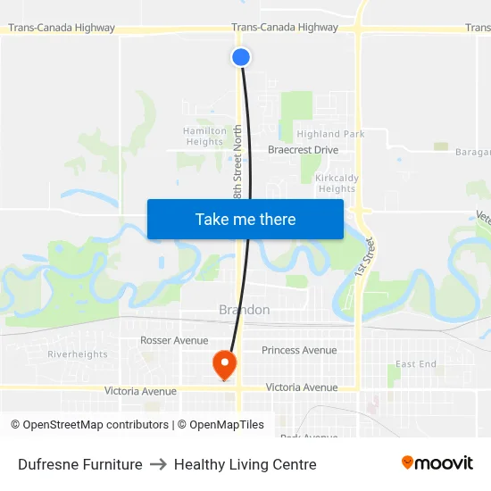 Dufresne Furniture to Healthy Living Centre map