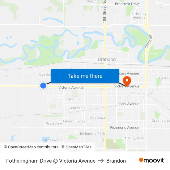 Fotheringham Drive @ Victoria Avenue to Brandon map