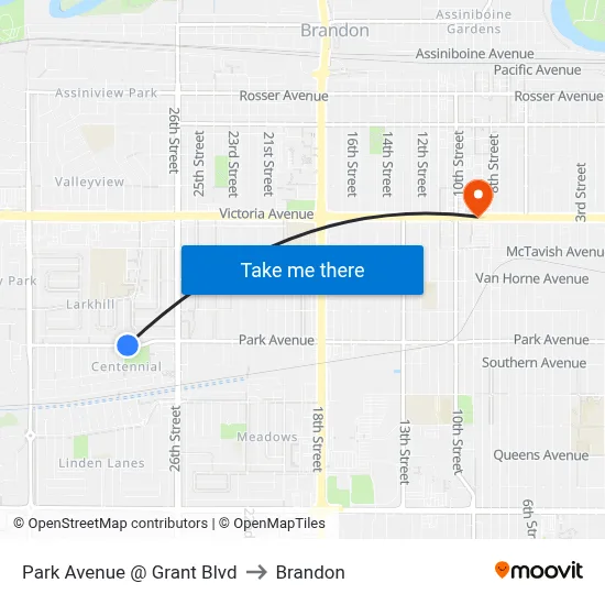 Park Avenue @ Grant Blvd to Brandon map