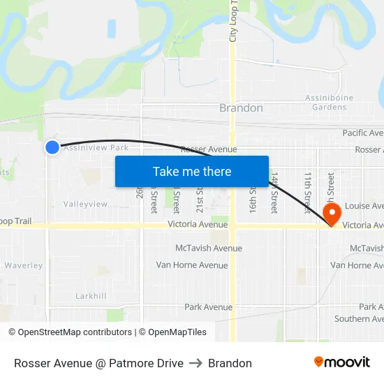 Rosser Avenue @ Patmore Drive to Brandon map