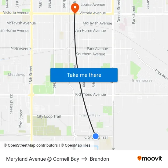 Maryland Avenue @ Cornell Bay to Brandon map