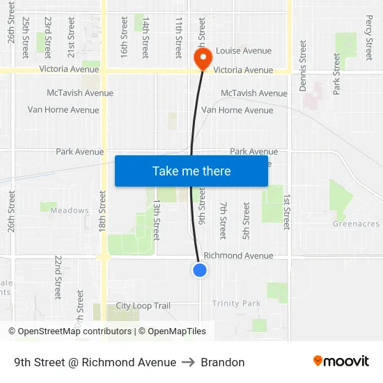 9th Street @ Richmond Avenue to Brandon map