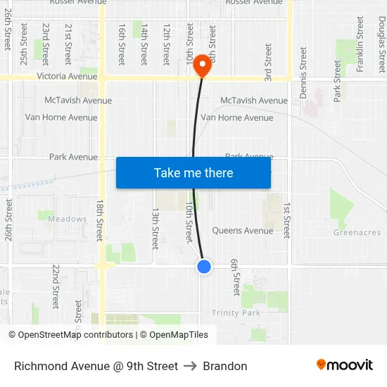 Richmond Avenue @ 9th Street to Brandon map