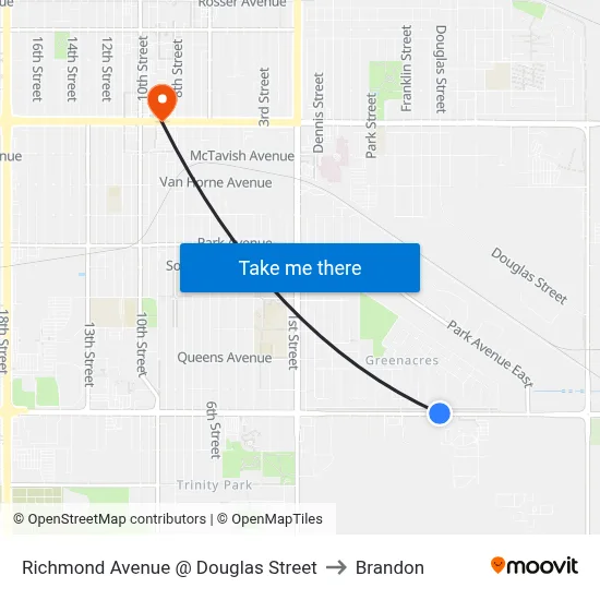 Richmond Avenue @ Douglas Street to Brandon map