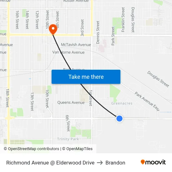 Richmond Avenue @ Elderwood Drive to Brandon map
