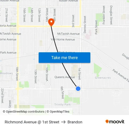 Richmond Avenue @ 1st Street to Brandon map
