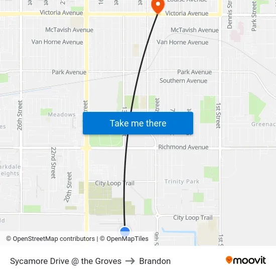 Sycamore Drive @ the Groves to Brandon map