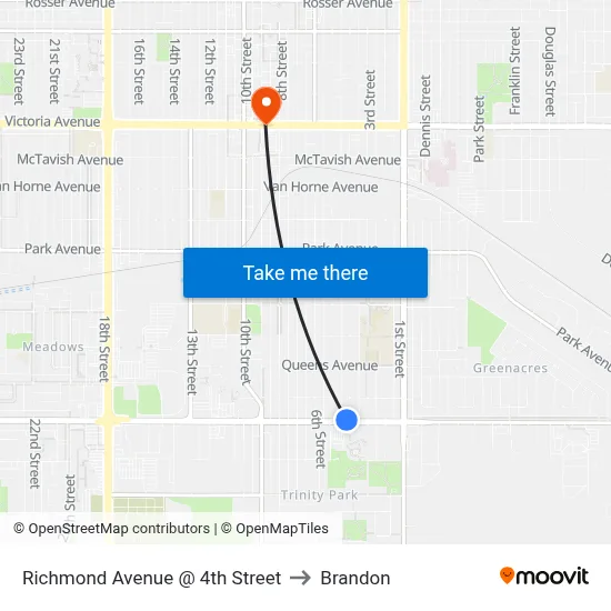 Richmond Avenue @ 4th Street to Brandon map