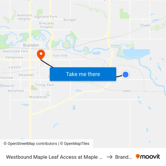 Westbound Maple Leaf Access at Maple Leaf to Brandon map