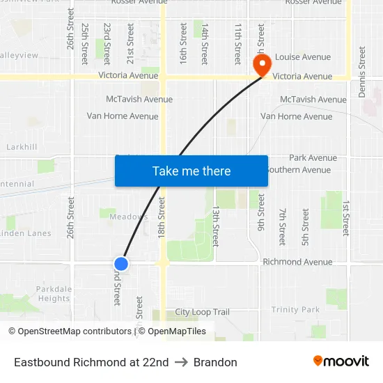 Eastbound Richmond at 22nd to Brandon map