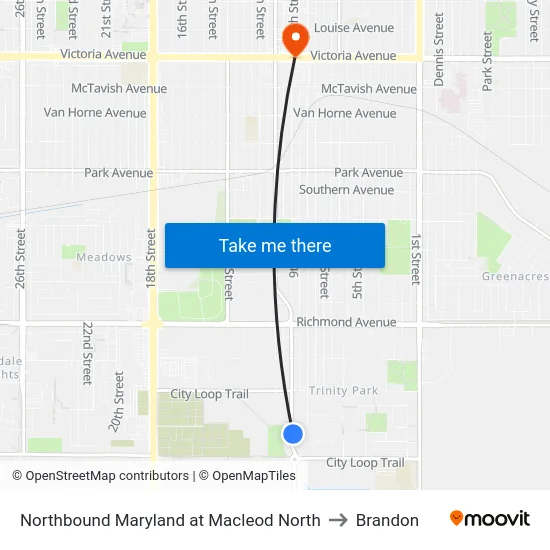 Northbound Maryland at Macleod North to Brandon map