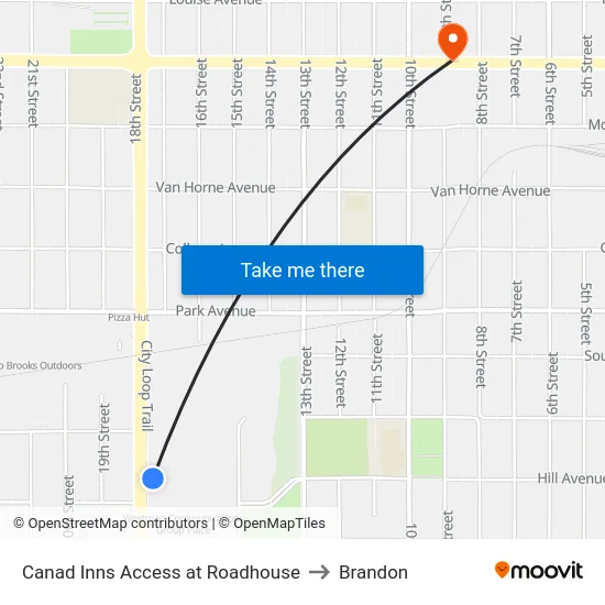 Canad Inns Access at Roadhouse to Brandon map