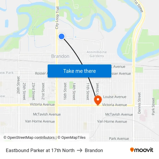 Eastbound Parker at 17th North to Brandon map