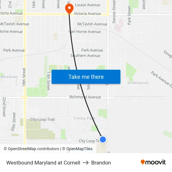 Westbound Maryland at Cornell to Brandon map