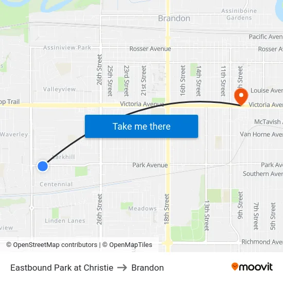 Eastbound Park at Christie to Brandon map