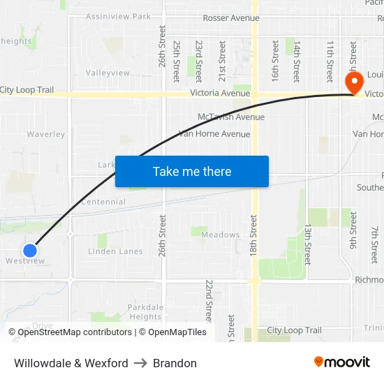 Willowdale & Wexford to Brandon map