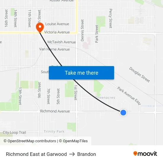 Richmond East at Garwood to Brandon map