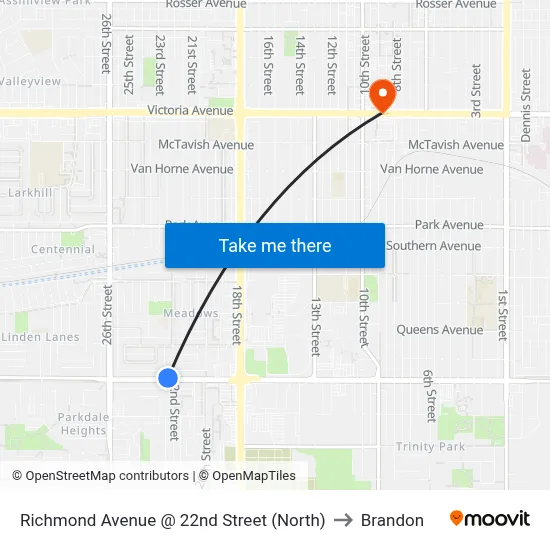 Richmond Avenue @ 22nd Street (North) to Brandon map