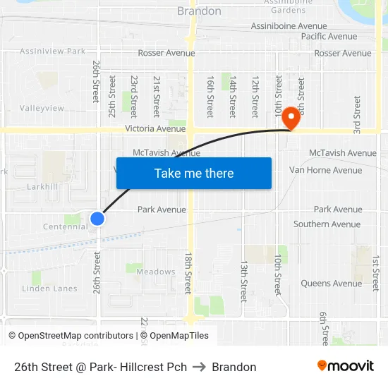 26th Street @ Park- Hillcrest Pch to Brandon map