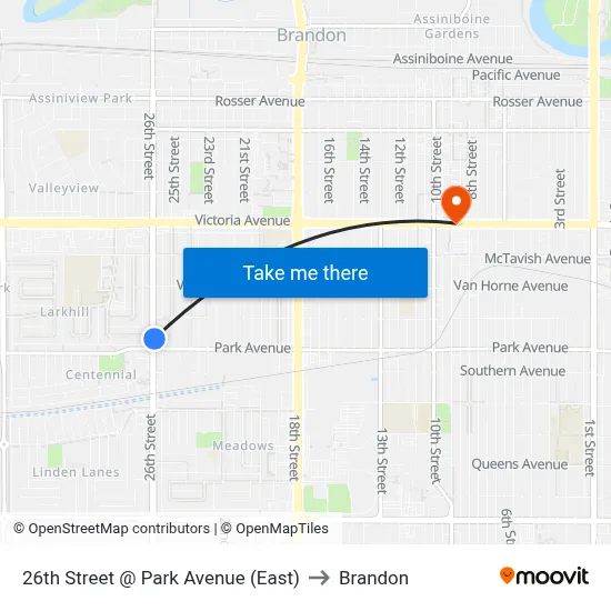 26th Street @ Park Avenue (East) to Brandon map