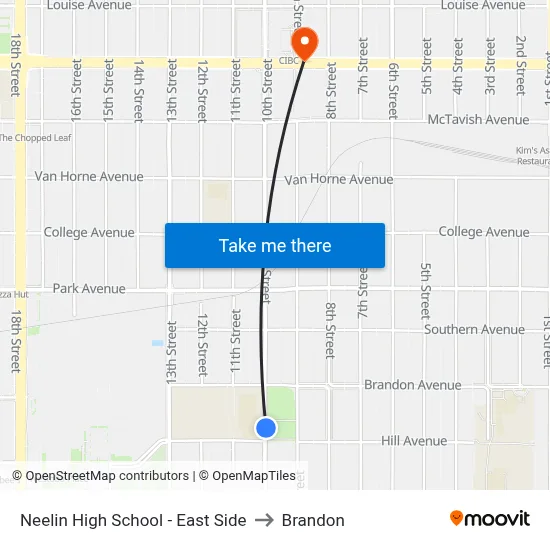 Neelin High School - East Side to Brandon map