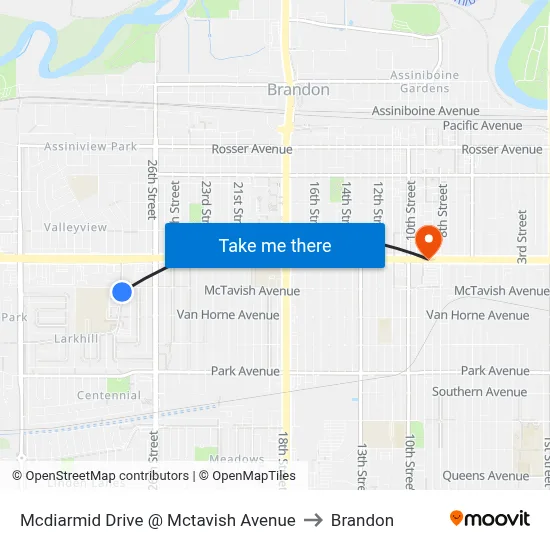 Mcdiarmid Drive @ Mctavish Avenue to Brandon map