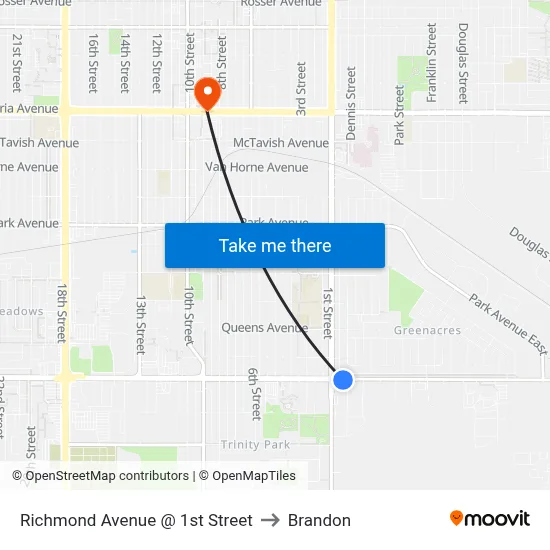 Richmond Avenue @ 1st Street to Brandon map