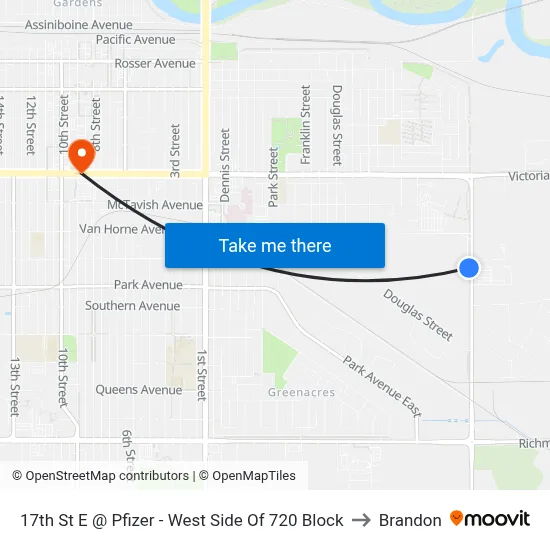 17th St E @ Pfizer - West Side Of 720 Block to Brandon map