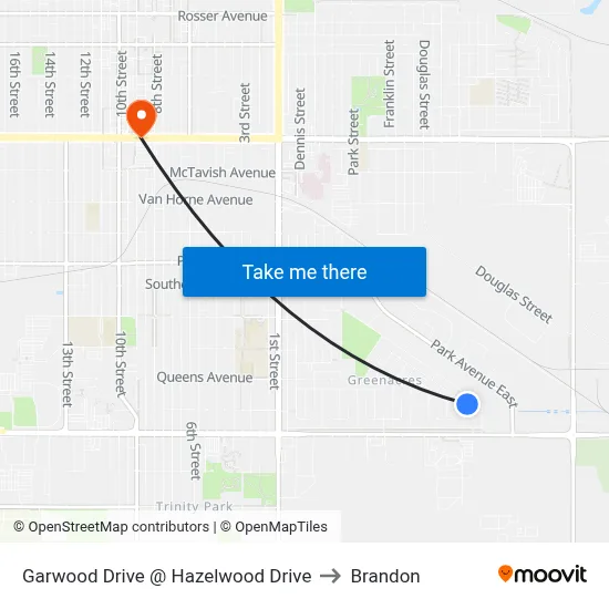 Garwood Drive @ Hazelwood Drive to Brandon map