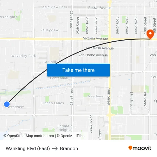 Wankling Blvd (East) to Brandon map