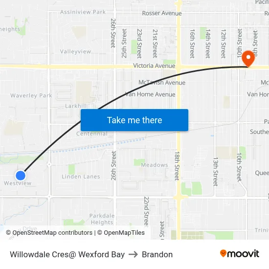 Willowdale Cres@ Wexford Bay to Brandon map