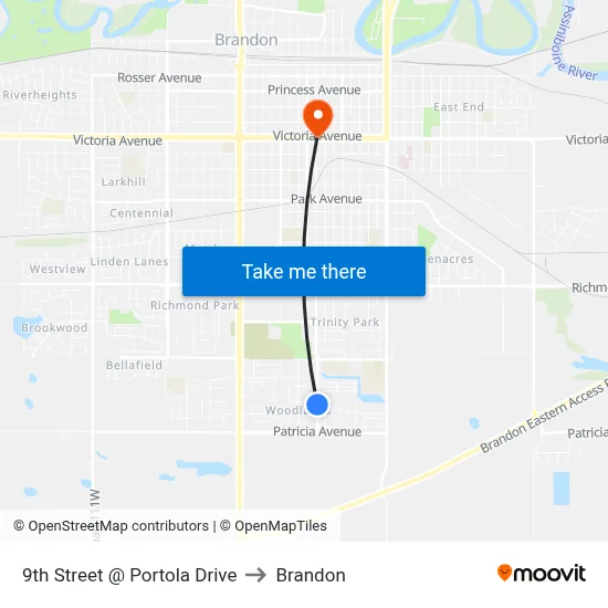 9th Street @ Portola Drive to Brandon map