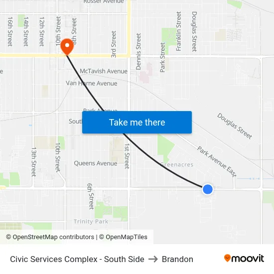Civic Services Complex - South Side to Brandon map
