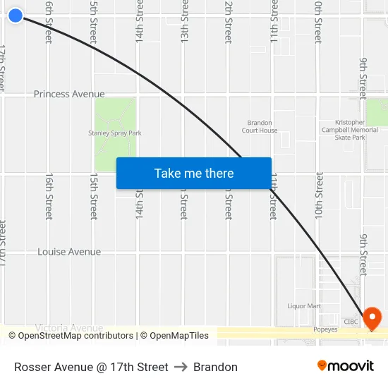Rosser Avenue @ 17th Street to Brandon map