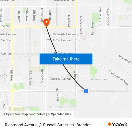Richmond Avenue @ Russell Street to Brandon map