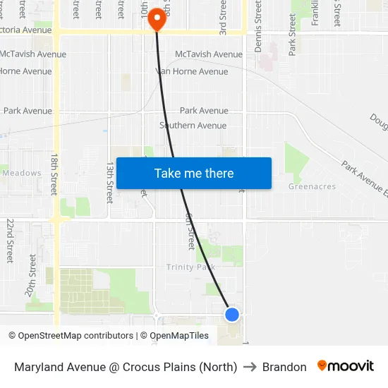 Maryland Avenue @ Crocus Plains (North) to Brandon map