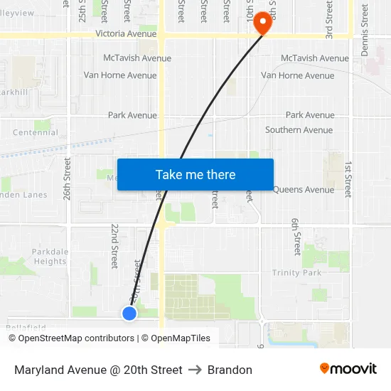 Maryland Avenue @ 20th Street to Brandon map