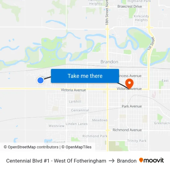 Centennial Blvd #1 - West Of Fotheringham to Brandon map