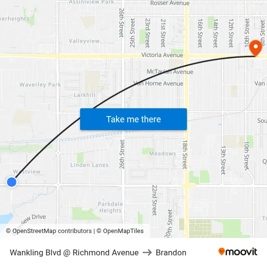 Wankling Blvd @ Richmond Avenue to Brandon map