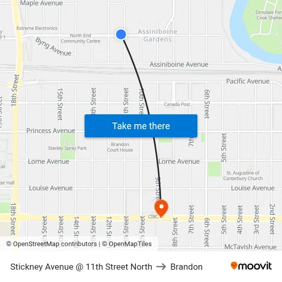 Stickney Avenue @ 11th Street North to Brandon map