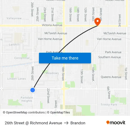 26th Street @ Richmond Avenue to Brandon map
