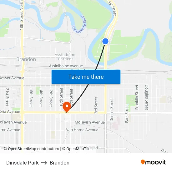 Dinsdale Park to Brandon map