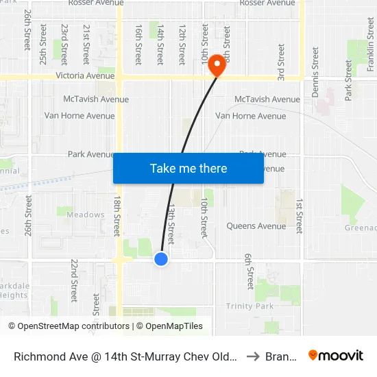 Richmond Ave @ 14th St-Murray Chev Olds (North) to Brandon map