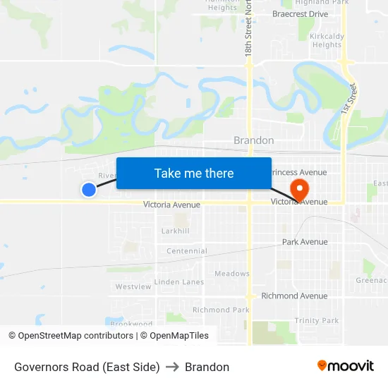 Governors Road (East Side) to Brandon map